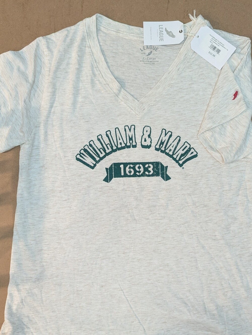 League William & Mary Heather V-Neck with Green Print